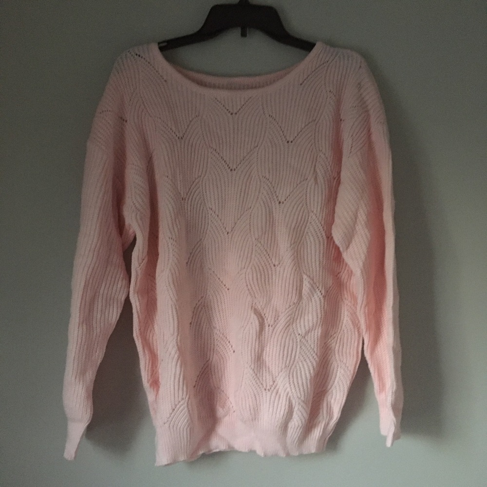 Chunky Pink Open Knit Sweater - Picture 2 of 4